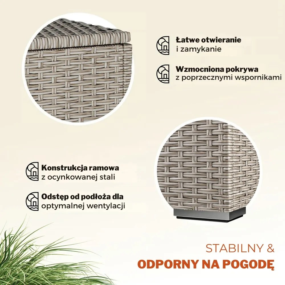Polirattanowy pojemnik na schowek RICCO, 318L, 75x75x70 cm, kremowa Casaria
