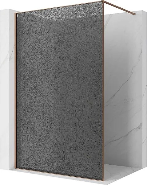 Mexen Kioto ścianka prysznicowa Walk-in 110 x 200 cm, crackle grafit 12 mm, miedź szczotkowana - 800-110-101-65-44-X