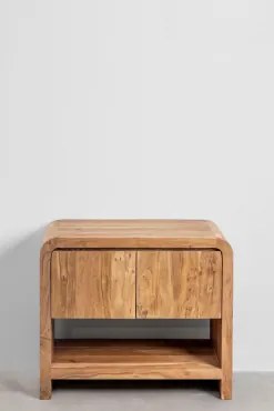 Zestaw Mebli Łazienkowych Z Drewna Vacry Akacja Brąz & Without Sink & Owalna Lampa Led I Przeciwmgielna 100x80 Cm Riben & Bez Kranu - Sklum