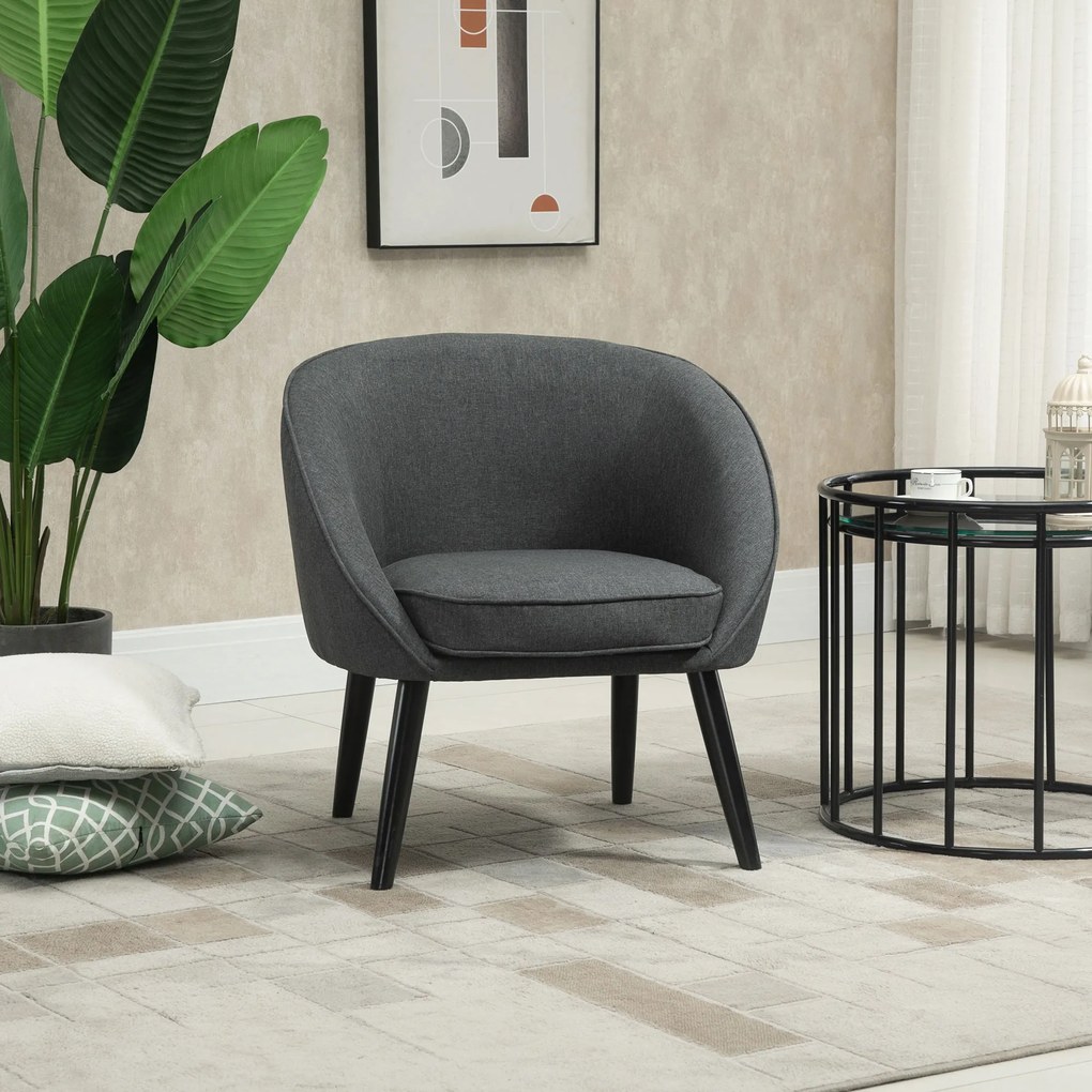 HOMCOM Krzesło do jadalni krzesło do salonu krzesło tapicerowane nowoczesny poliester drewno szary