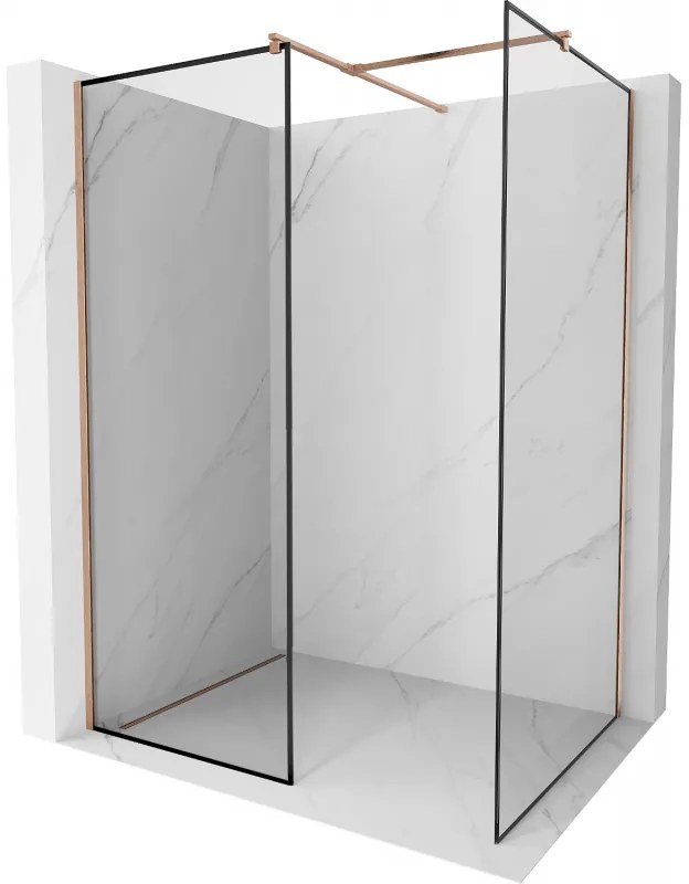 Mexen Kioto ścianka prysznicowa Walk-in 100 x 80 cm, czarny wzór, miedź szczotkowana - 800-100-202-65-70-080