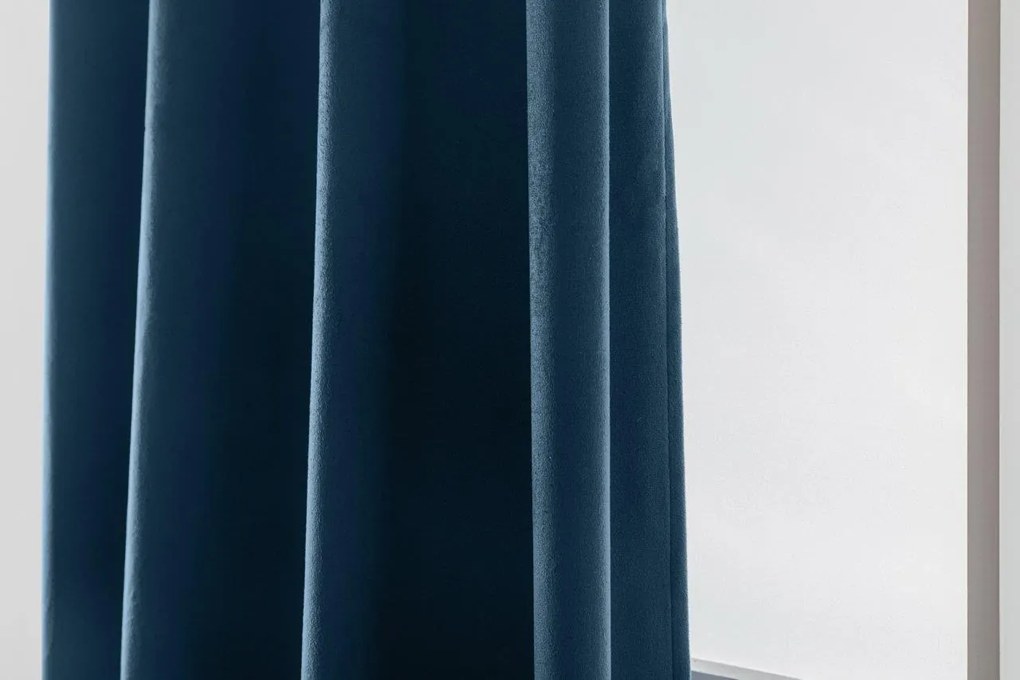 Petrolowa zasłona zaciemniająca VELVET 140x270 cm Zawieszanie: Taśma z wiązaniami
