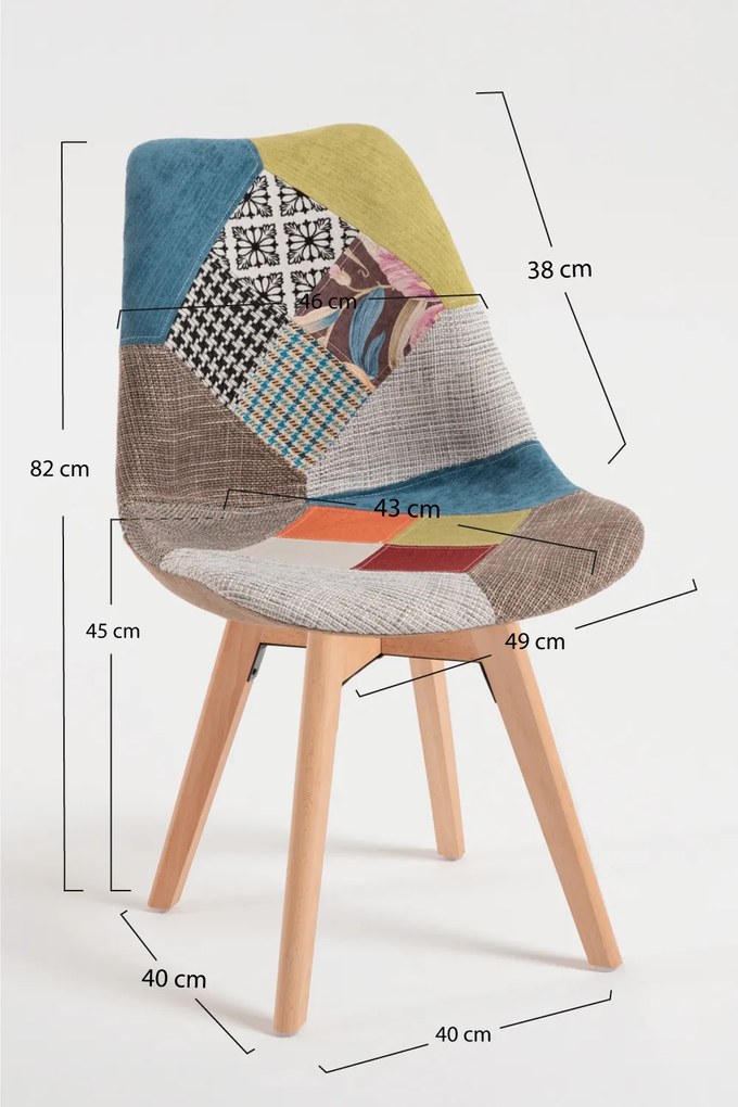 Zestaw 4 Krzese Synk Patchwork