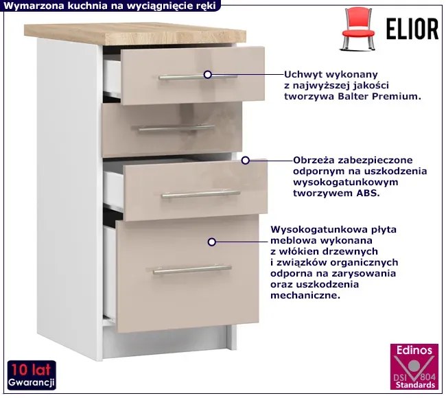 Dolna szafka kuchenna z szufladami w kolorze cappuccino N4-F14