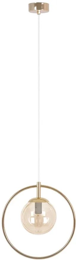 Lampa wisząca ze złotą obręczą z bursztynowym kloszem - A667 F1-P42