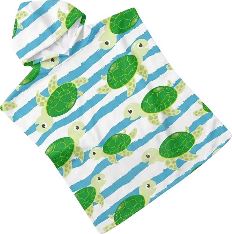 Dziecięce ponczo TURTLES zielone 60x120 cm