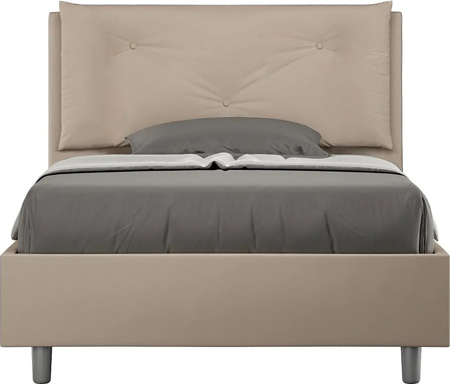 Łóżko bez stelaża tapicerowane 120x190 sztucznej skóry szaro-beżowy Appia Large