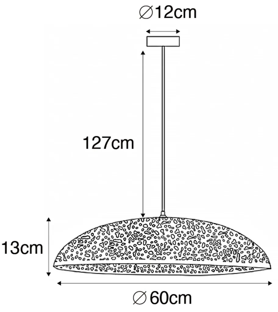 Orientalna lampa wisząca czarna ze złotem 60 cm - Japke