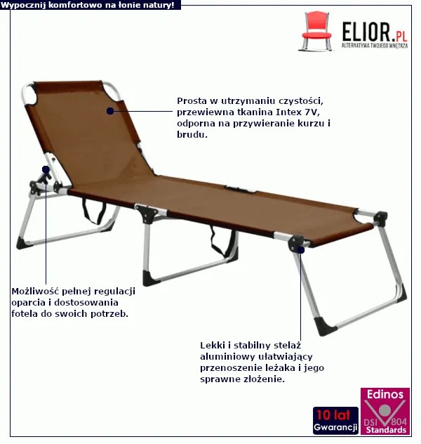 Brązowy leżak rozkładany L8-K93