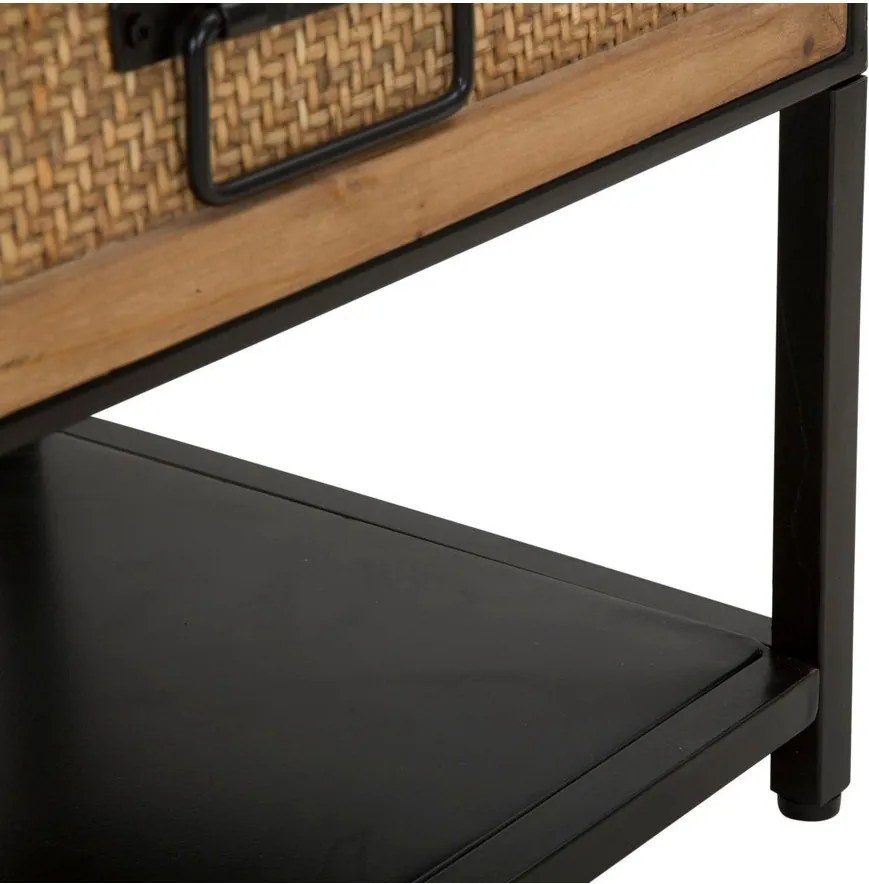 Czarno-naturalna metalowa szafka pod TV 95x38x38 cm Hanoi – Mauro Ferretti