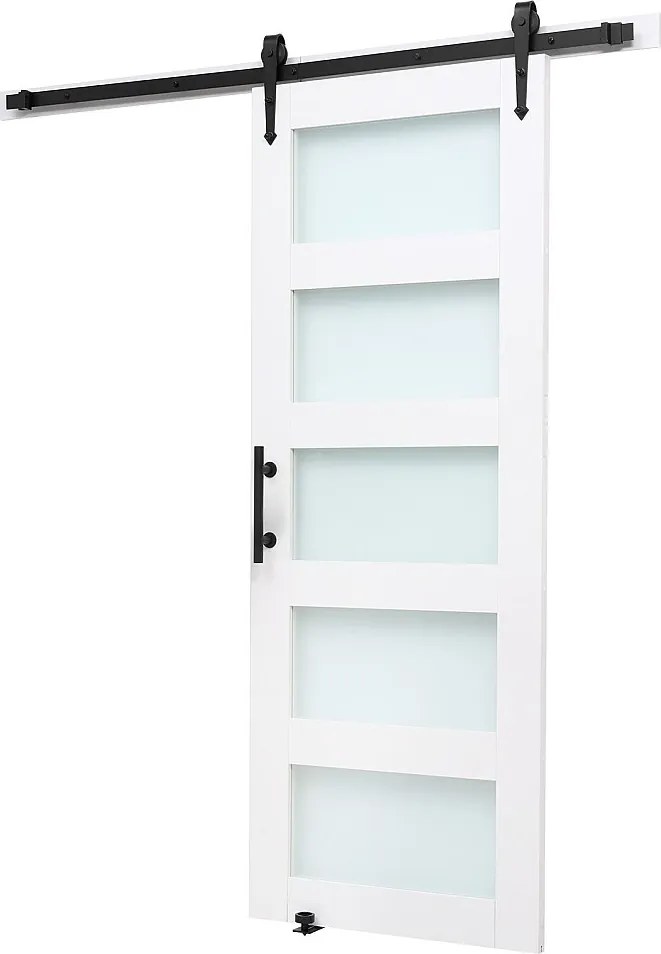 Drzwi Stodoly Przesuwne SucceBuy, 76.2 x 213.4 cm, z Płyty MDF, Zestaw Drzwi Przesuwnych z Zestawem Okuć, Powierzchnia z Wodoodpornego PVC