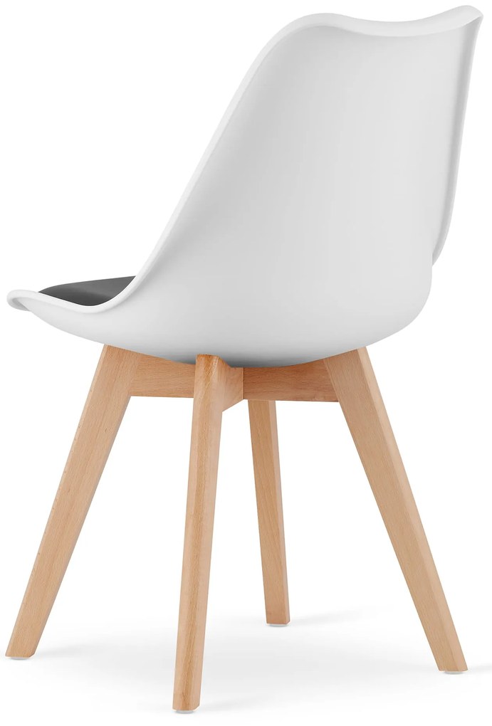 Zestaw jadalniany 1 + 4, biały stół ADRIA 120x80 cm + biało-czarne krzesło BALI MARK z bukowymi nogami