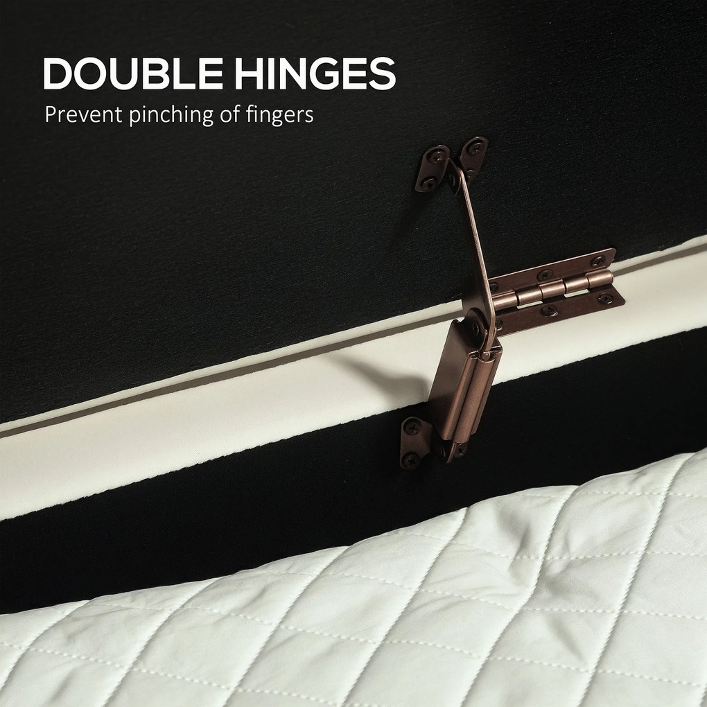 HOMCOM Ławka z klapą i schowkiem, materiał pokryty, metal, Kremowy + Złoty