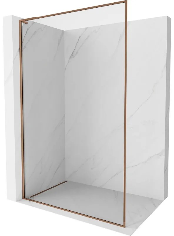 Mexen Kioto-F L ścianka prysznicowa Walk-in z ramką 85 x 202 cm, transparent 8 mm, różowe złoto - 800-085-174-60-00