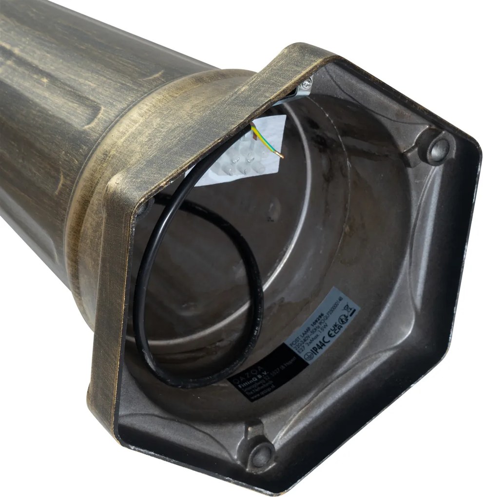 Klasyczny lampion zewnętrzny antyczne złoto z przezroczystym szkłem 198 cm IP44 - London