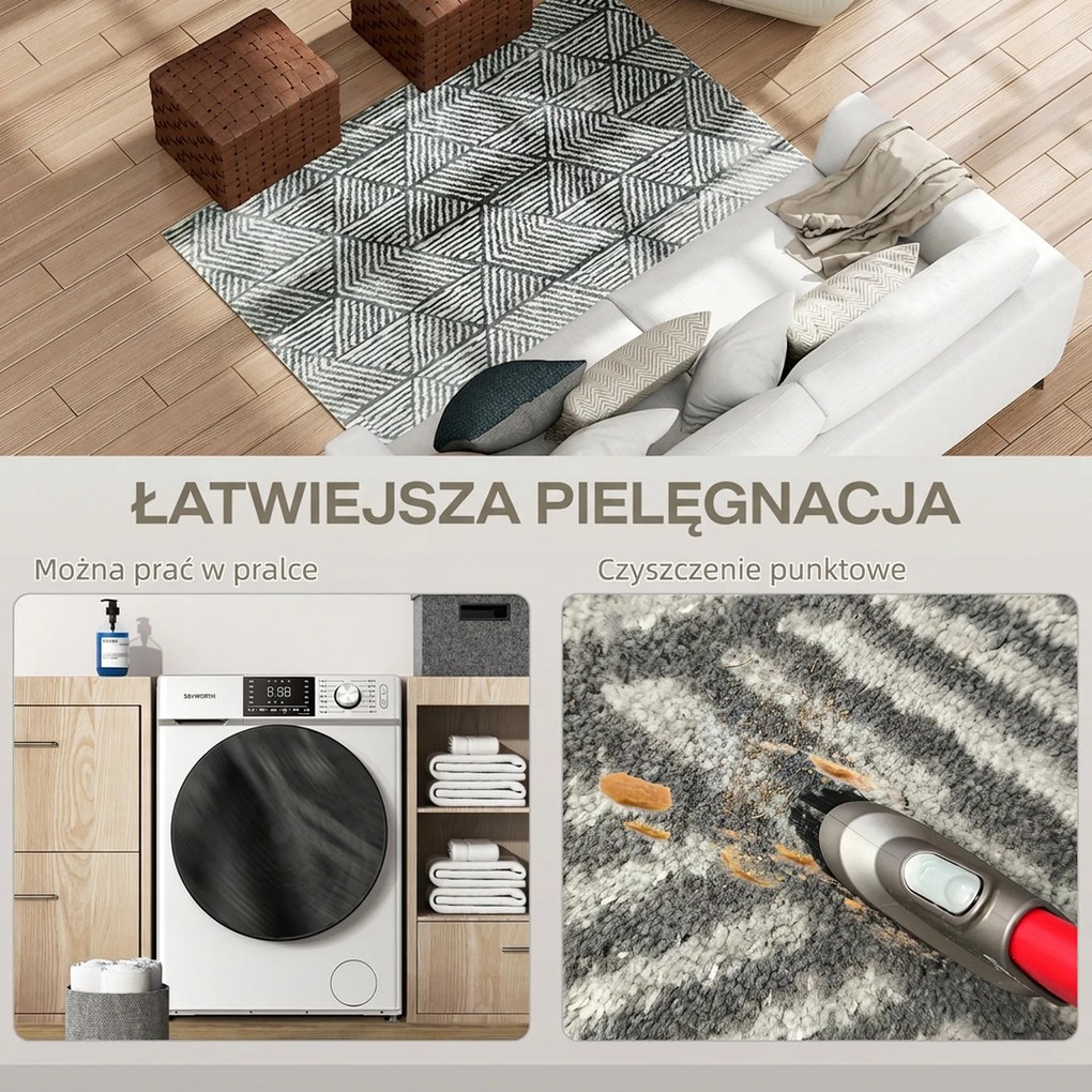 HOMCOM Dywan do salonu w nowoczesnym stylu, zmywalny dywan 150 x 80 cm Ciemnoszary