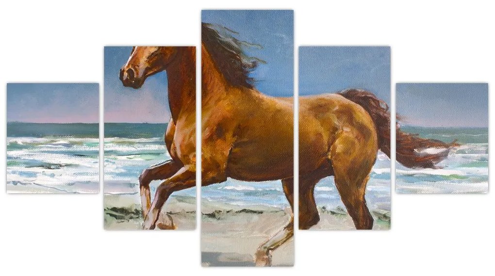 Obraz konia na plaży (125x70 cm)
