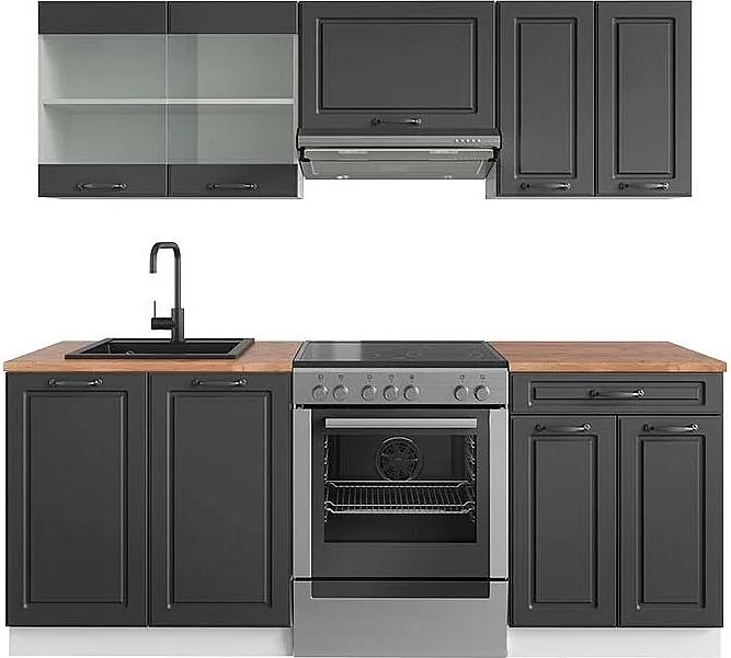 Aneks kuchenny antracytowy dom wiejski/biały 200x60x81.6 r-line