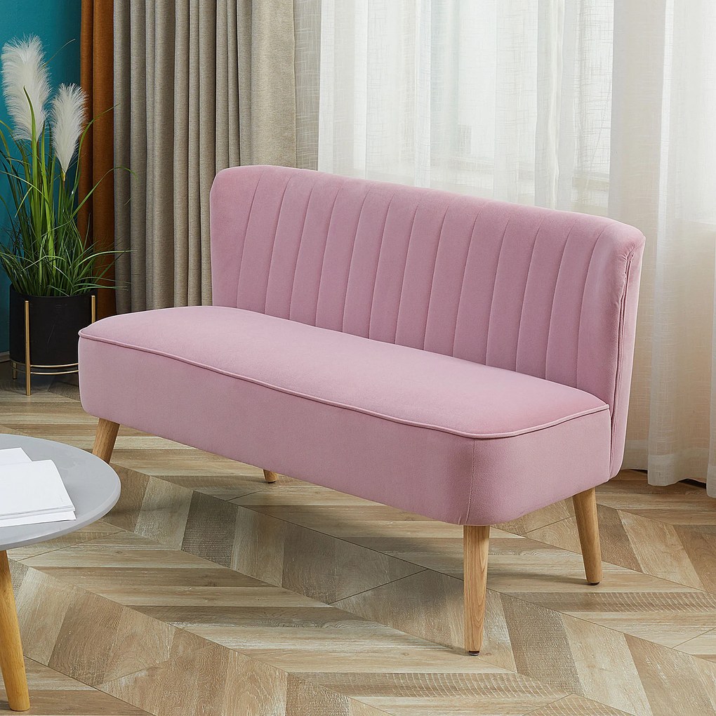 HOMCOM 2-osobowa sofa kanapa sofa tapicerowana meble wypoczynkowe szeroka różowa