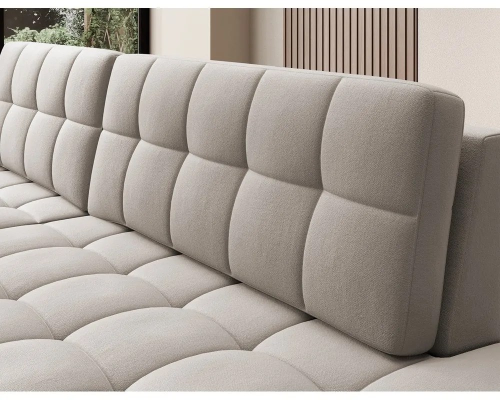 Beżowy aksamitny rozkładany narożnik (lewostronny/z szezlongiem) Blezalt – ELTAP