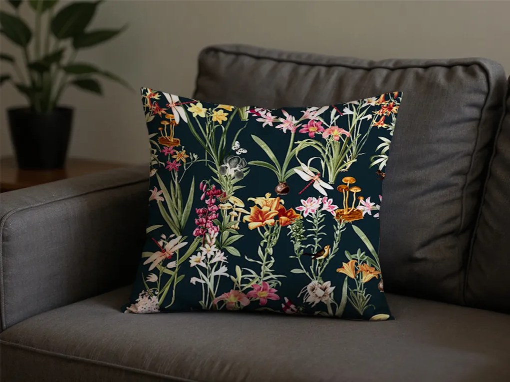 Dekoracyjna poszewka na poduszkę MYSTIC GARDEN 45x45 cm, ciemnozielony