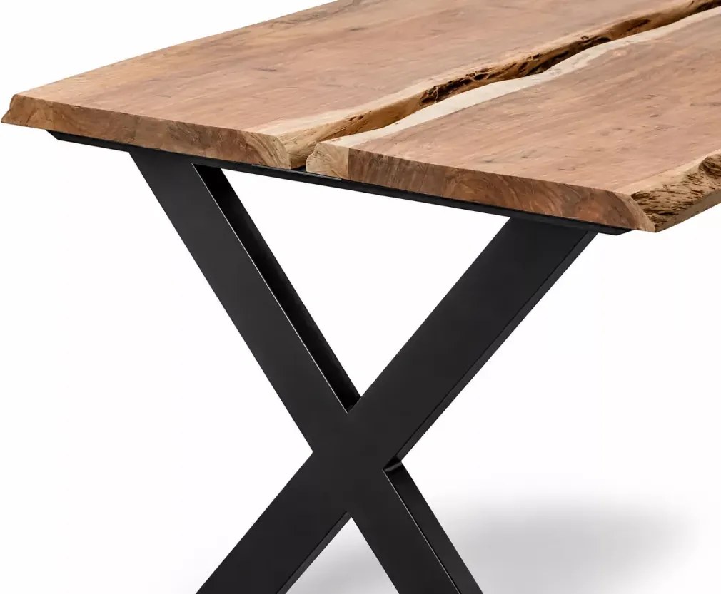 Stół loftowy 150 cm do biura z metalowymi nogami i blatem z litego drewna palisander