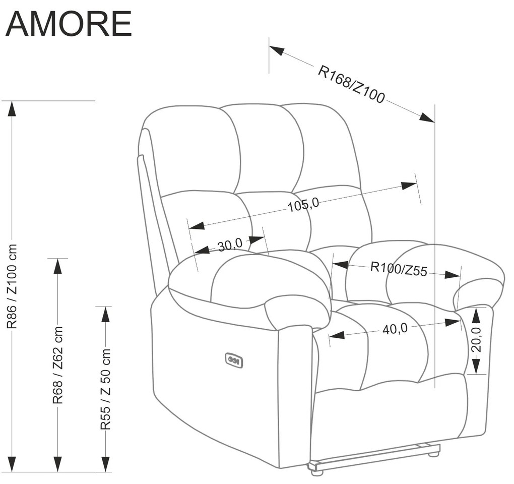 Fotel wypoczynkowy elektrycznie rozkładany beżowy AMORE
