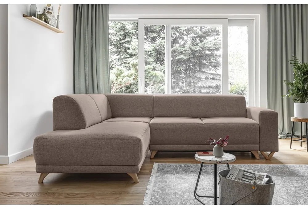 Brązowy rozkładany/ze schowkiem narożnik (lewostronny/w kształcie litery L) Classy Sophie – Miuform
