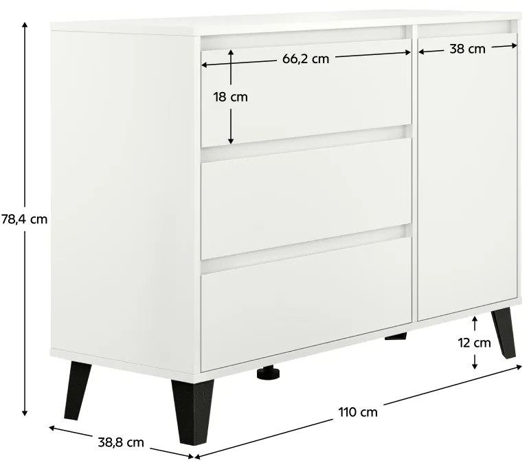 Komoda BOGAN 1D3S, biały