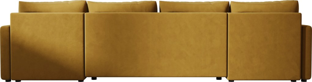 Rozkładana sofa narożna w kształcie U VENORIA 285x146 cm, musztardowa + 2 poduszki GRATIS