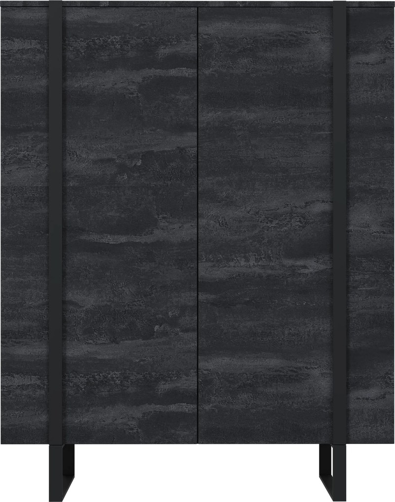 Komoda wysoka Verica 120 cm dwudrzwiowa - czarny beton / czarne nóżki