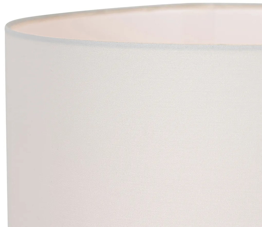 Designerska lampa stołowa czarna z abażurem z białego lnu - LottiDesignerski Oswietlenie wewnetrzne