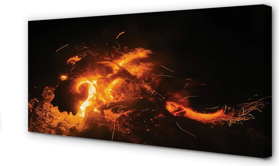 Duży obraz na płótnie Smok i Ogień