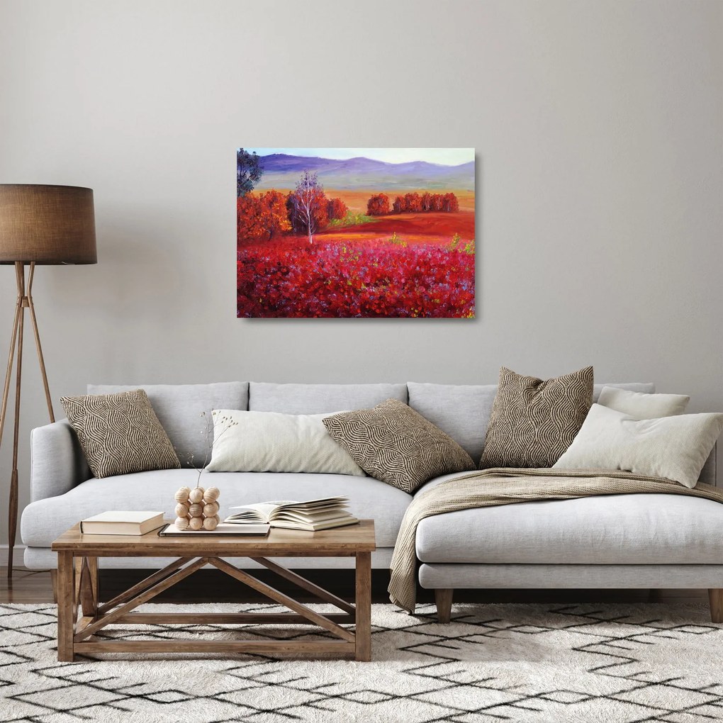 Obraz na szkle czerwonego krajobrazu (70x50 cm)