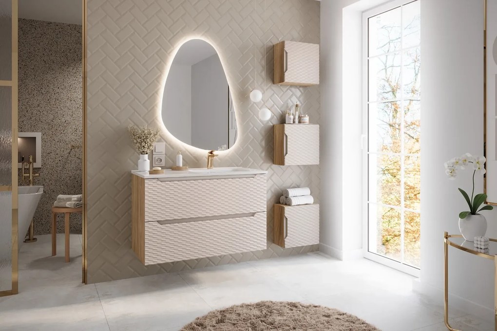 Szafka pod umywalkę OCEAN BEIGE 82-70-2S 70cm dąb olejowany/beżowa COMAD