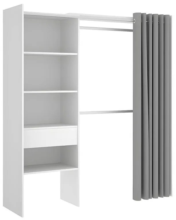 Rozkładana garderoba LAURENT - Dł.110/160 cm - Kolor: biały i szary