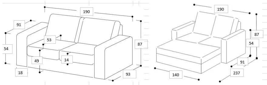 Antracytowa rozkładana sofa Scandic Sonia