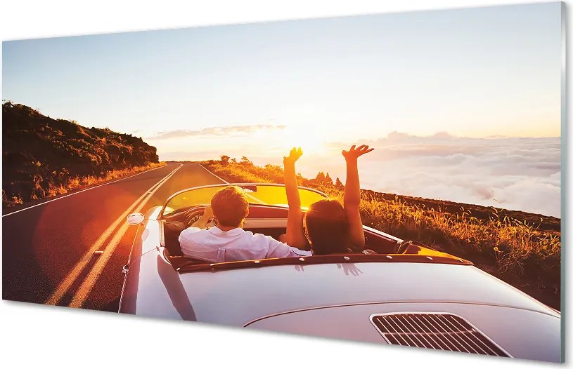 Szkło do Kuchni na Ścianę Podróż: Droga, Samochód i Ludzie