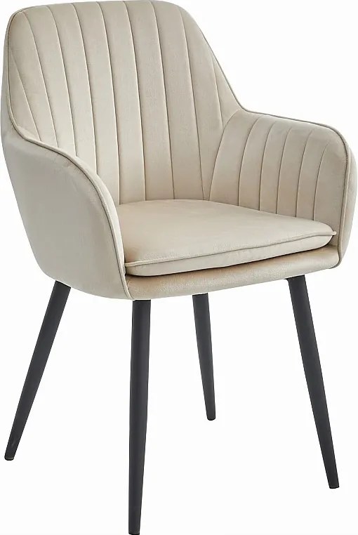 Krzesło Valora LUGO w kolorze beżowym, aksamitne, czarne, do salonu