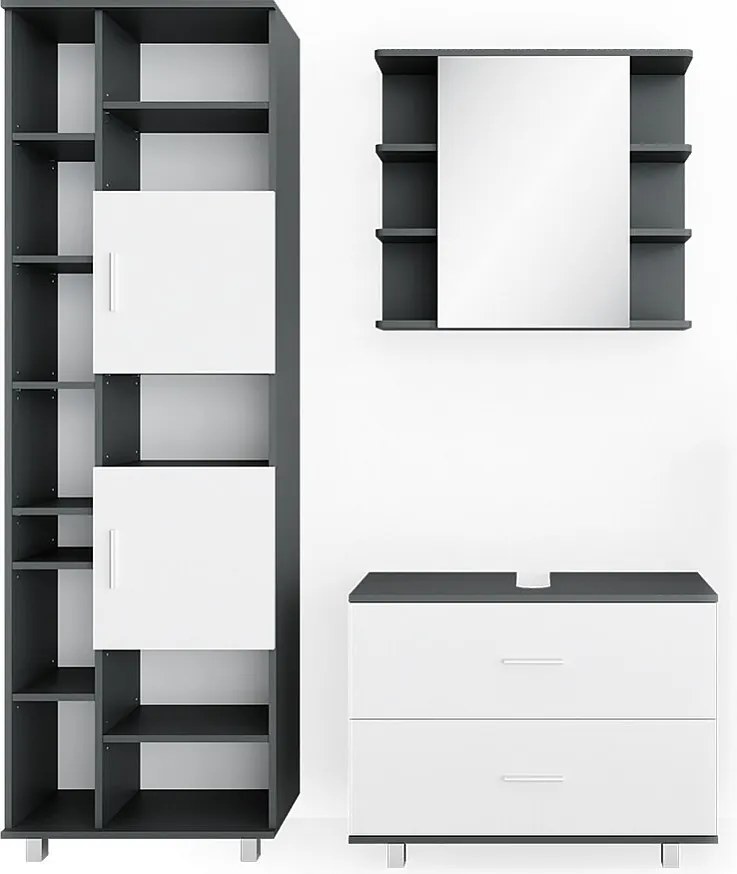 Zestaw mebli łazienkowych biały/antracyt 80.2x33x60.8 ilias