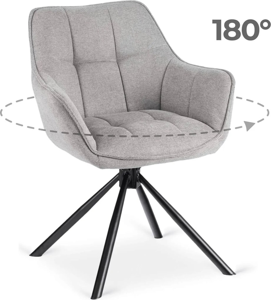 Krzesło Tapicerowane Obrotowe PEONY 2 Szare Nowoczesne Loft