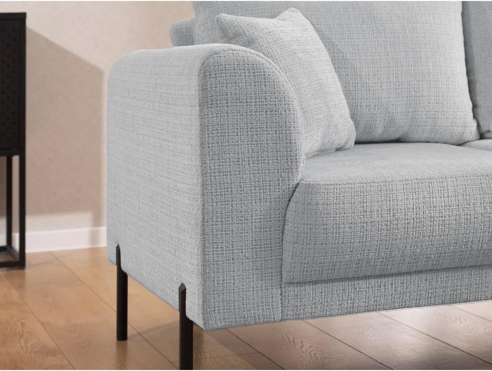 Jasnoszary narożnik z tkaniny szenilowej (prawostronny/w kształcie litery L) Mauris – Ropez