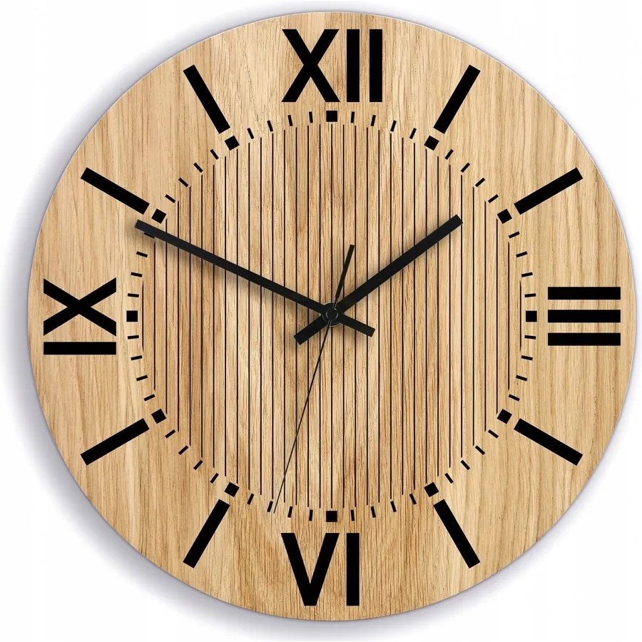 Zegar na ścianę nowoczesny drewniany z cichym mechanizmem okrągły solidny