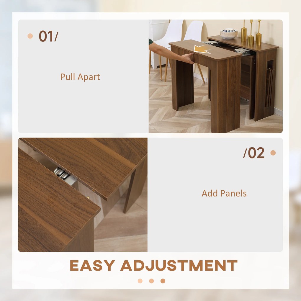 HOMCOM Stół rozkładany do jadalni nowoczesny stół kuchenny 180x85x75 cm kolor brązowy | Aosom PL