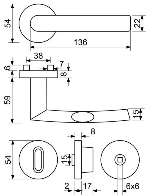 Okucia drzwiowe ze stali nierdzewnej RK.C-FORM. WC.CE