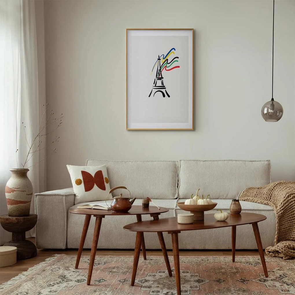 Plakat Wieża Eiffla i kolory 21x30 cm z ramą złotą z marginesem ARTGEIST B
