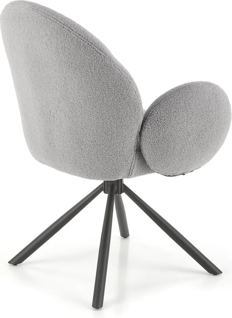 Obrotowy fotel jadalniany K498 z tkaniny bouclé