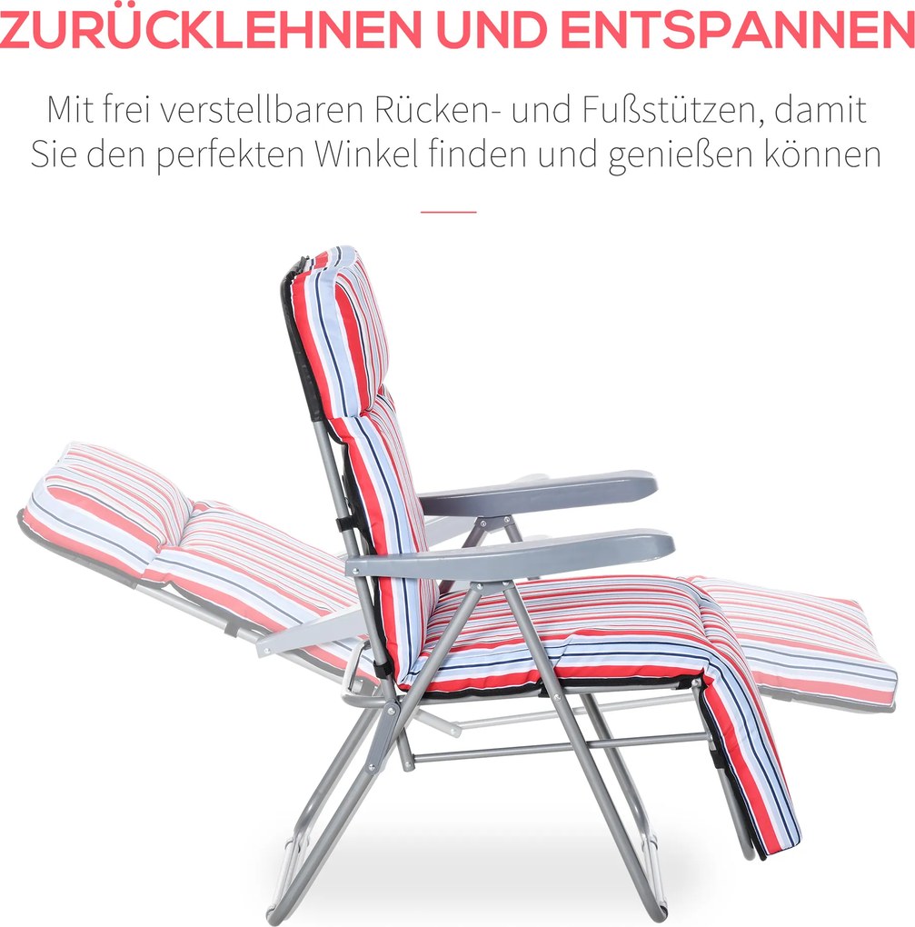 Outsunny zestaw leżaków z poduszkami składany kolor czerwony, 60 x 75 x 65-102 cm