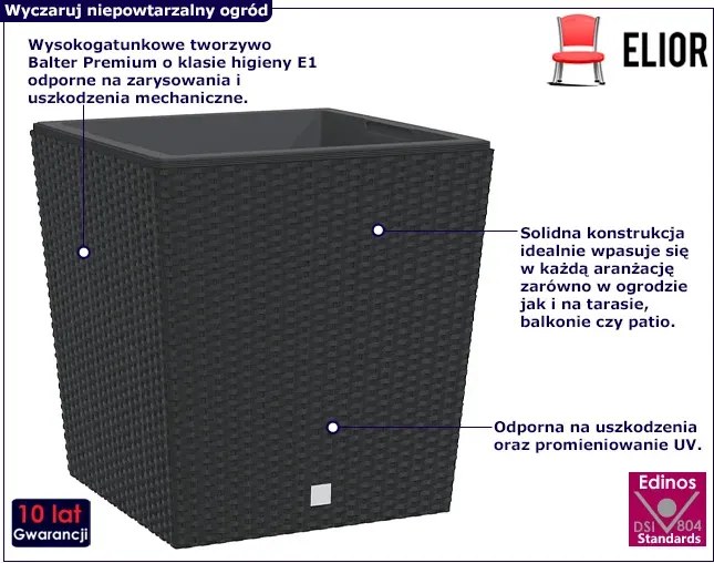 Antracytowa donica ogrodowa A1-E60