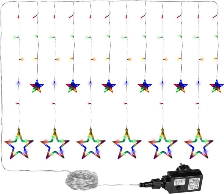 Dekoracja świąteczna - świecące gwiazdki, 150 LED, kolorowe